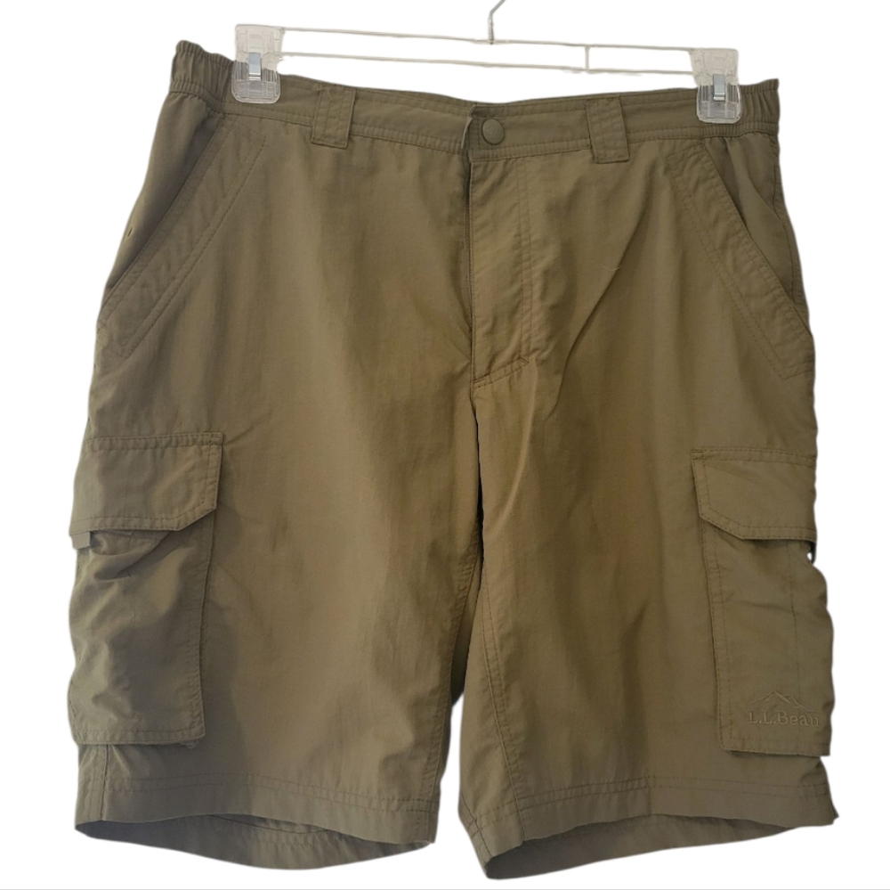 L.L. Bean Men's Olive Green/ Brown Nylon Cargo Shorts Size M